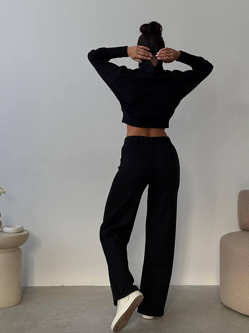 Жіночий базовий теплий костюм: кофта та штани щільна ангора в'язання Чорний, 44/48 Одеса - фото 4