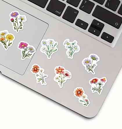 Набор наклеек цветы 500 шт декоративные стикеры для телефона ноутбука скрапбукинга Киев