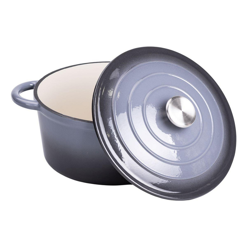 Набір чавунного посуду для приготування 3 каструлі та сковорода з емальованим покриттям Сірий HP-1-5 Київ - фото 4