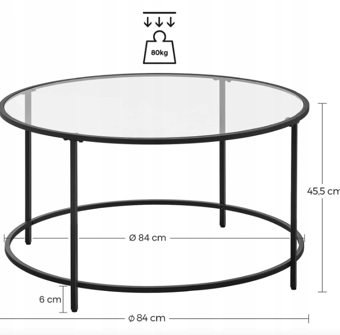 Журнальний столик Leobert Oskar круглий з скляною стільницею Киев - изображение 3