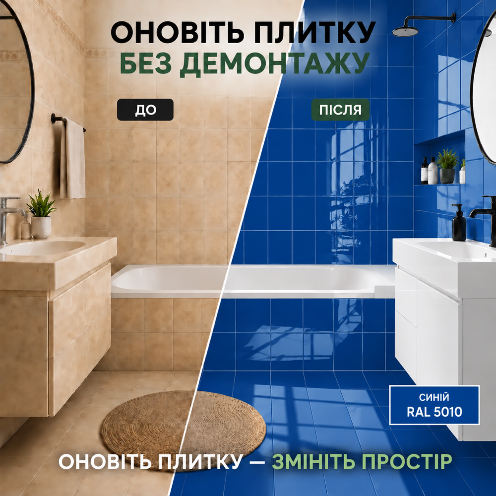 Епоксидна фарба MG для реставрації керамічних плиткових поверхонь та мозаїки, глянцева, без запаху, Синя RAL 5010, 1 кг Харків - фото 2