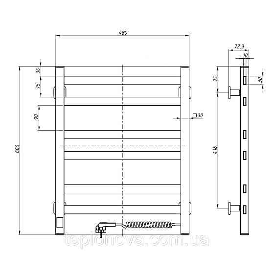 Полотенцесушитель Авангард 480х600 Sensor правый с таймером, белый Черновцы