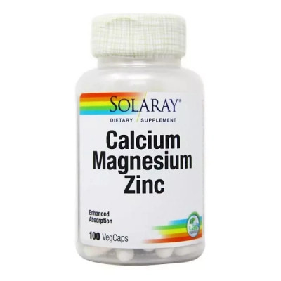 Минералы Solaray Кальций Магний Цинк, Calcium Magnesium Zinc, 100 капсул (SOR-04560) Винница - изображение 1