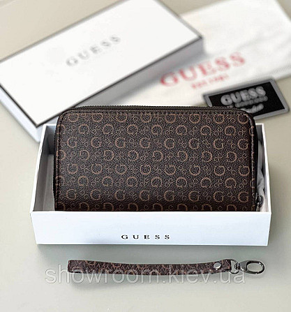 Жіночий гаманець на блискавці Guess (7595) коричневий Київ - фото 2