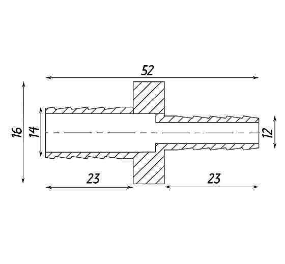Трубка соединительная прямая редукционная никелированная 14мм х 12мм штампованная А05308А(нк) VA (000026835) Киев