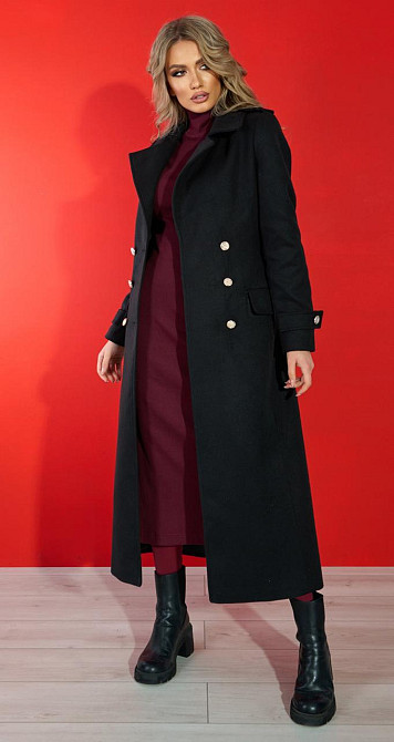 Лаконічне приталене пальто з красивою фурнітурою (46) Київ - фото 6