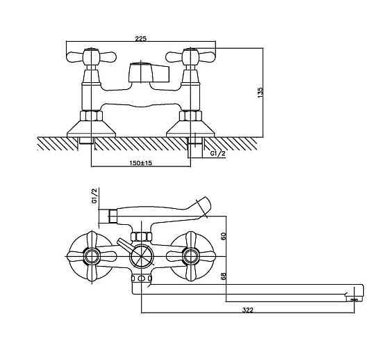 Змішувач для ванни Haiba Dominox 140   ( HB0945 ) 27632 Харків