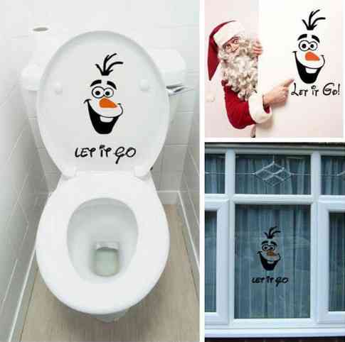 Новогодняя виниловая наклейка Снеговик 23 на 14 см разноцветный Киев