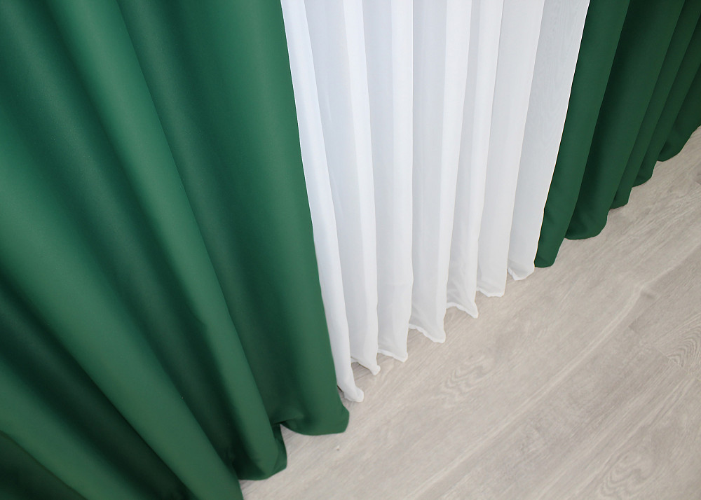 Комплект готовых штор VR-Textil Блэкаут Midnight № 1398ш Зеленый 150х290 см 2 шт (33-0265) Киев - изображение 7