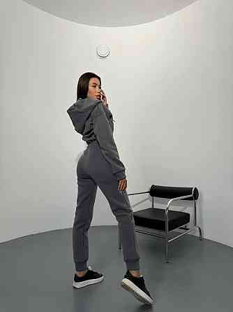 Жіночий повсякденний теплий комбінезон тринитка на флісі Графіт, 42/44 Одеса