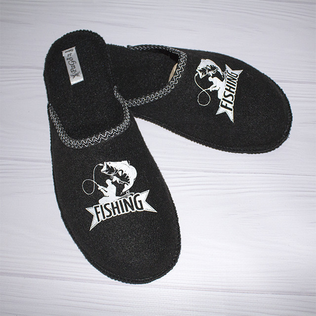 Тапочки мужские черные закрытый носок, тапки для ламината, тихоходы Войлок PaGo 