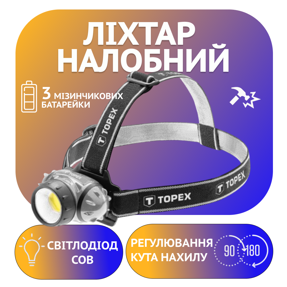 Налобний ліхтар PL-014, COB, 3xAAA Дніпро - фото 1