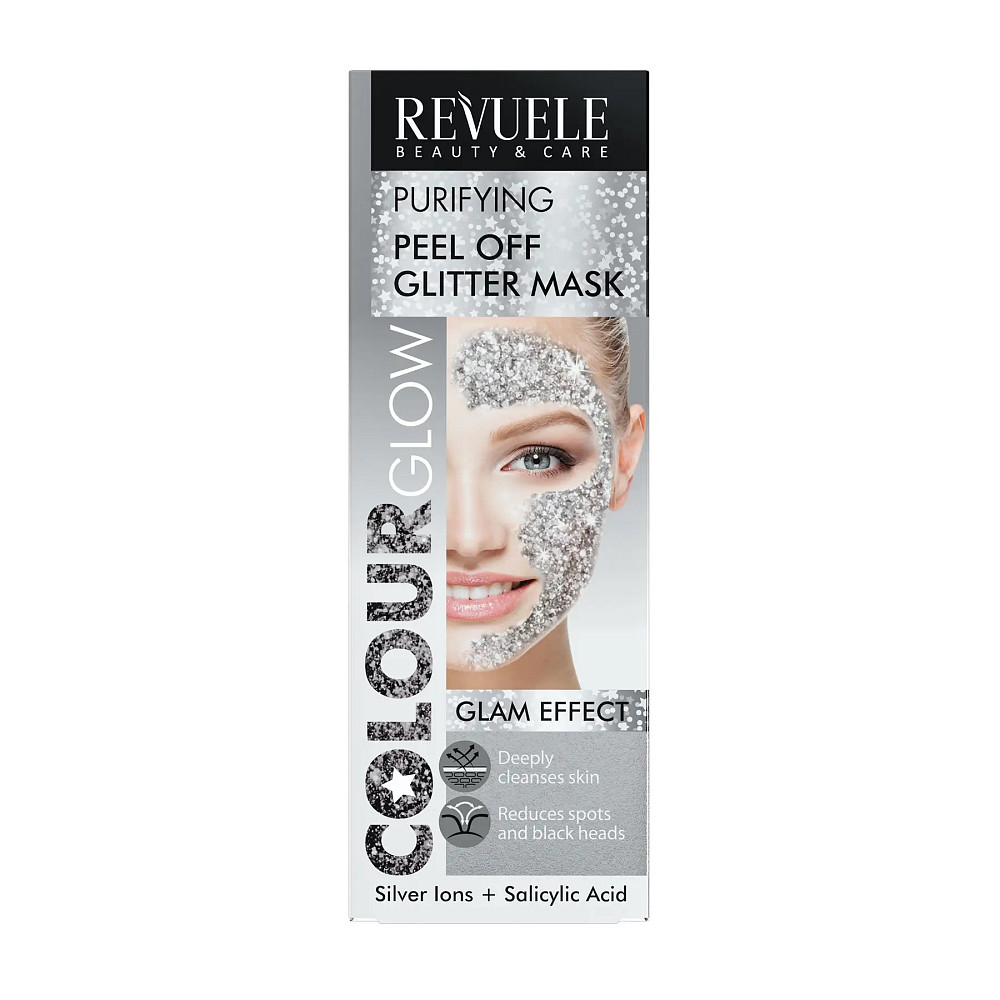 Срібляста очищуюча блискуча маска-плівка для обличчя Color Glow Revuele 80 мл Київ - фото 1