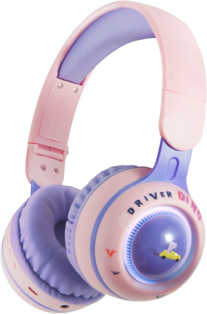 Б/В Дитячі бездротові Bluetooth навушники JYPS KE-21 Динозавр зі світлодіодним підсвічуванням, мікрофоном, складні, фіолетові Київ