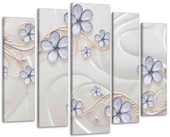 Модульна картина у вітальню / спальню Квіти з коштовностями Art-462_5 ( 80х118см ) Київ