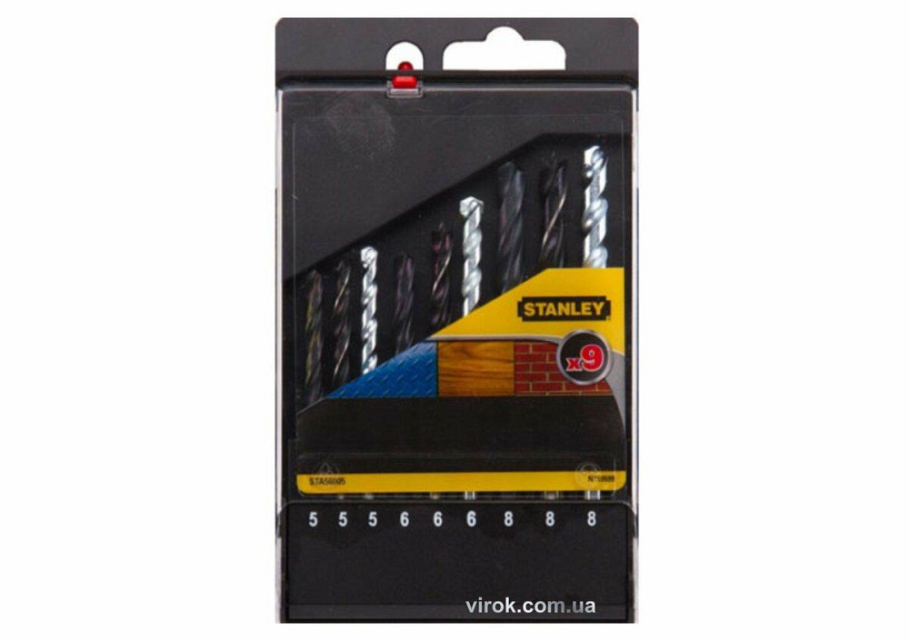 Набір свердл універсальних STANLEY Basic : метал/цегла/дерево, Ø=5, 6, 8 мм. 9 шт. Одесса - изображение 1