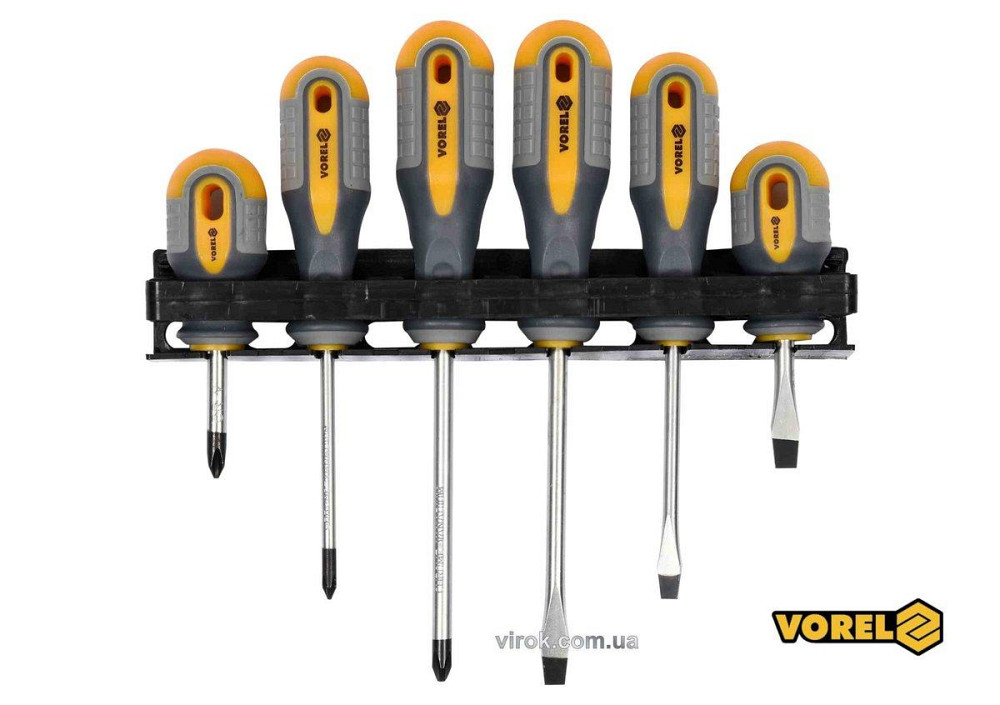 Набір викруток VOREL : SL6.5x38/5.5 x75/6.5 x100 мм, PH2 x 38/PH1x75/PH2 x100 мм, Cr-V, 6шт [10/20] Одесса - изображение 1