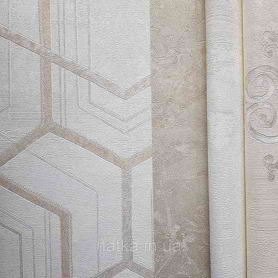 Шпалери метрові вінілові на флізелін 24 Carati Cristiana Masi геометрія смуги золотом сірі на молочному 3д Київ