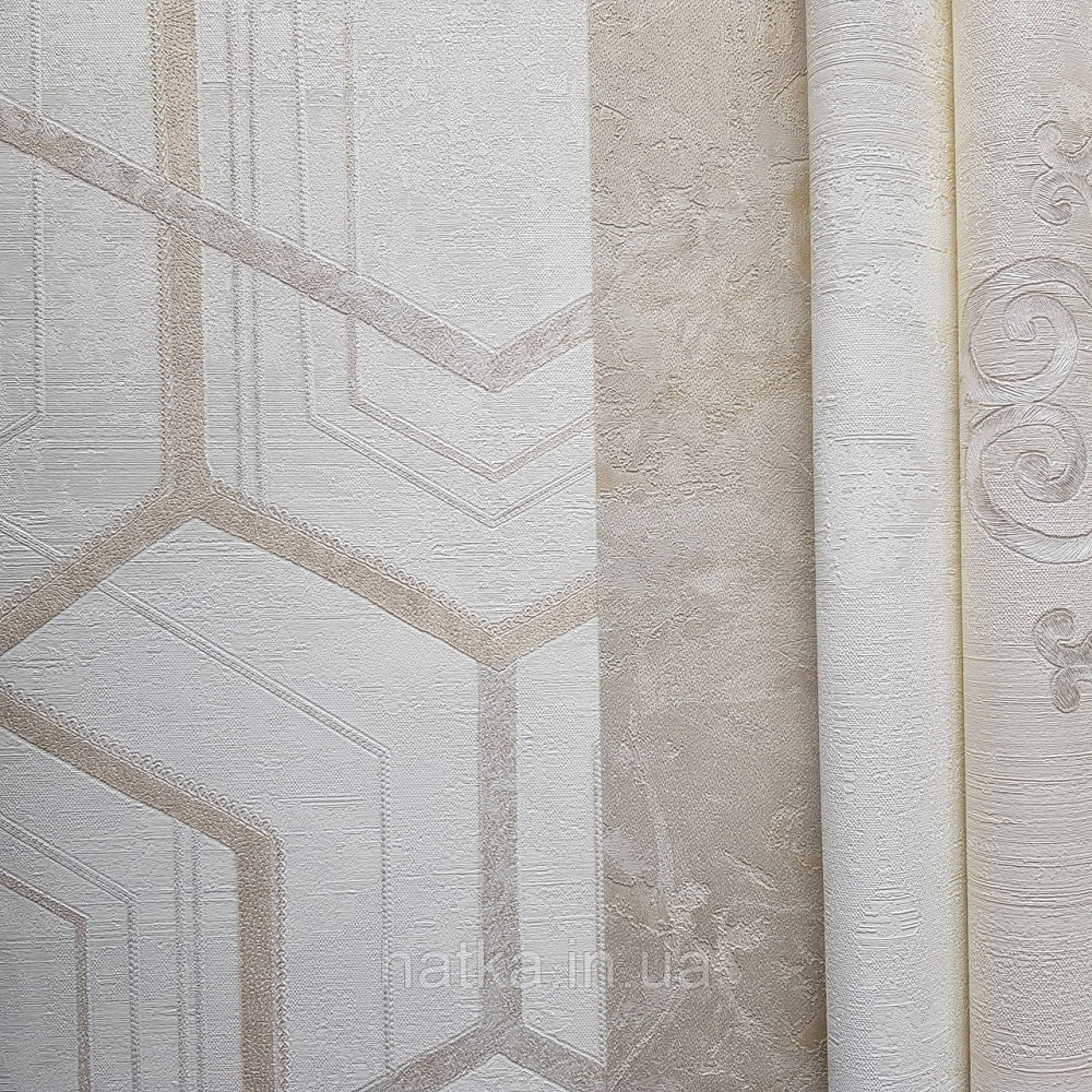 Шпалери метрові вінілові на флізелін 24 Carati Cristiana Masi геометрія смуги золотом сірі на молочному 3д Київ - фото 2