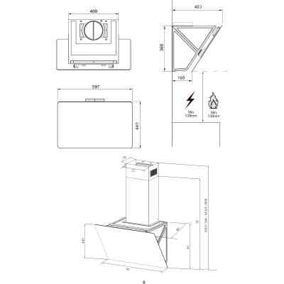 Вытяжка кухонная Interline FLOW WH A/60/GL/M Винница