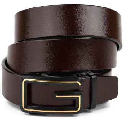 Ремінь Vintage Чоловічий з пряжкою у вигляді літери G Коричневий (20288) Вінниця - фото 1