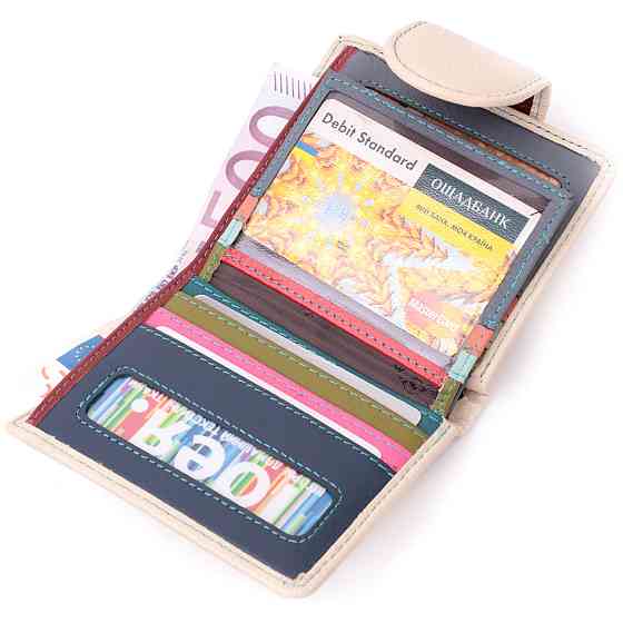 Оригинальное кожаное портмоне с монетницей снаружи для женщин ST Leather 19455 Белый Киев