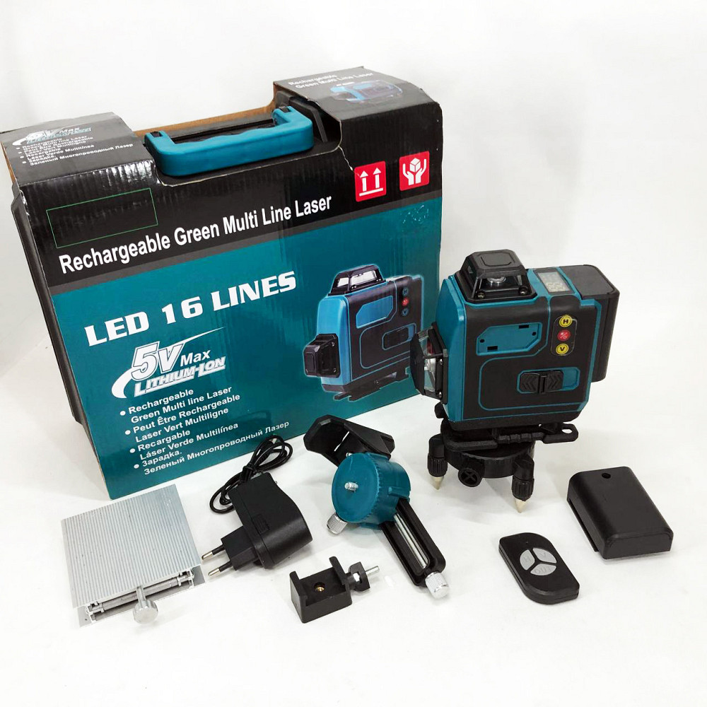 Уровень лазерный линейный нивелир аккумуляторный Laser 4D, 16 линий, рабочее растояние 30м, в чемодане XZ-85 Львов - изображение 12