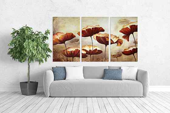 Модульна картина у вітальню/ спальню Маки   ART-007_3A 70х130 см Київ