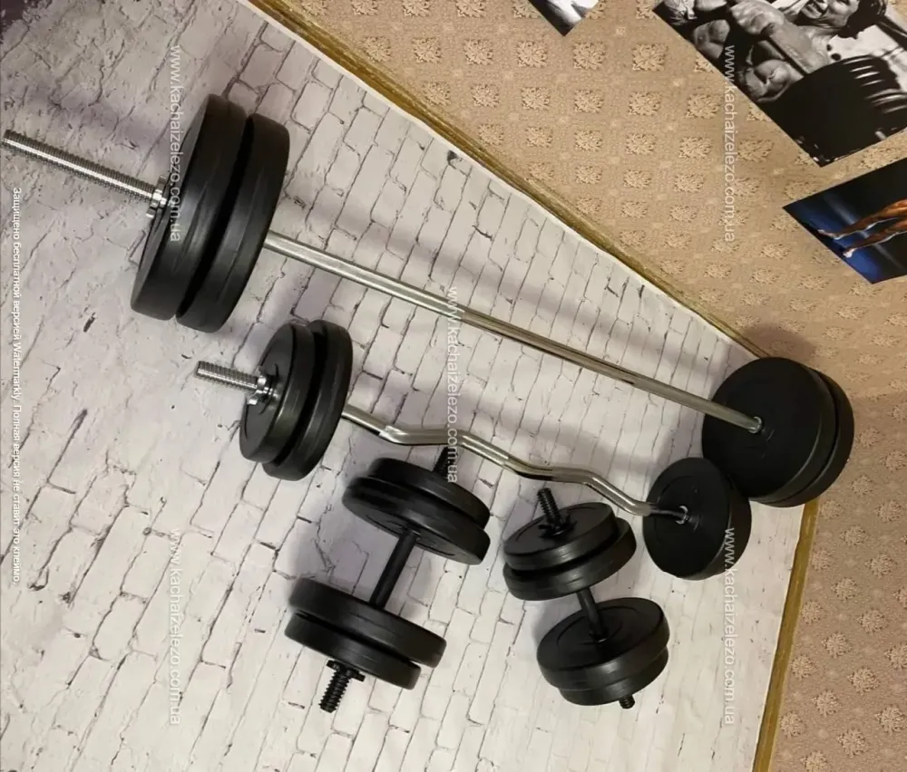 Лавка для жиму з партою Скотта + 4 грифа + блінів 130 кг Гантелі, гирі, штанги та диски АВС пластик комплект Київ - фото 4