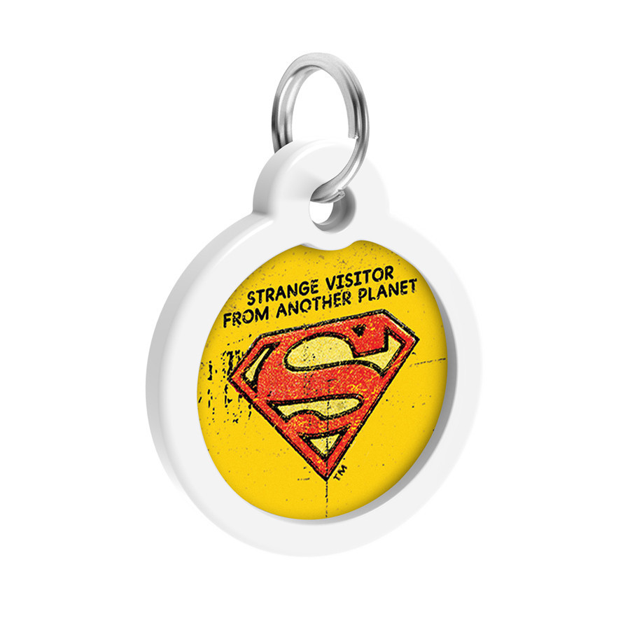 Адресник для собак і котів металевий WAUDOG Smart ID з QR-паспортом, малюнок "Супермен вінтаж", круг, Д 30 Вінниця - фото 4