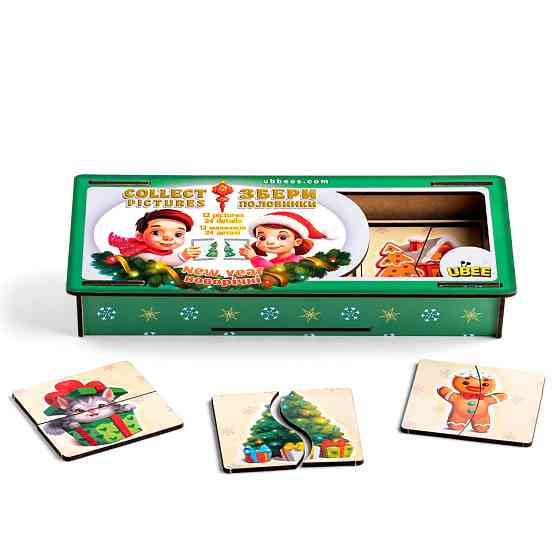 Настільна гра-пазли "Новорічні половинки" (ПСД238) PSD238, 12 картинок Вінниця