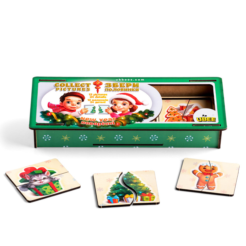 Настільна гра-пазли "Новорічні половинки" (ПСД238) PSD238, 12 картинок Вінниця - фото 1