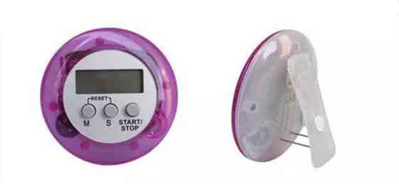 Таймер для кухні, зворотній відлік, колір фіолетовий, ЖК-дисплей, на магніті, з зажимом та підставкою на задній частині виробу Київ