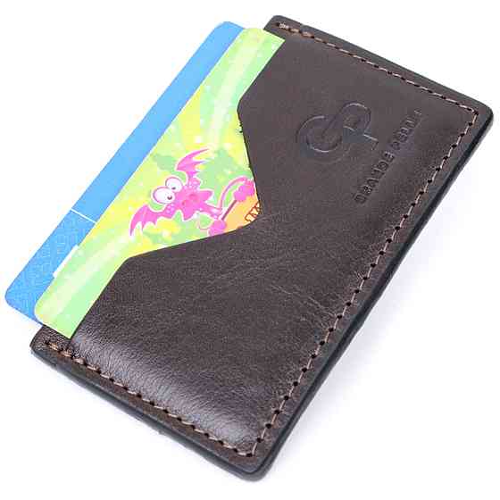 Компактный кард-кейс из натуральной кожи GRANDE PELLE 11629 Коричневый Киев