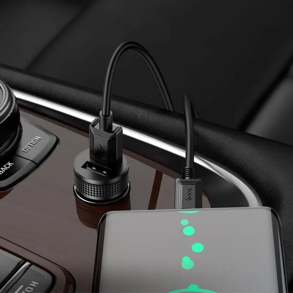 Автомобільний зарядний пристрій HOCO Z49 Level dual port car charger Black Киев - изображение 5