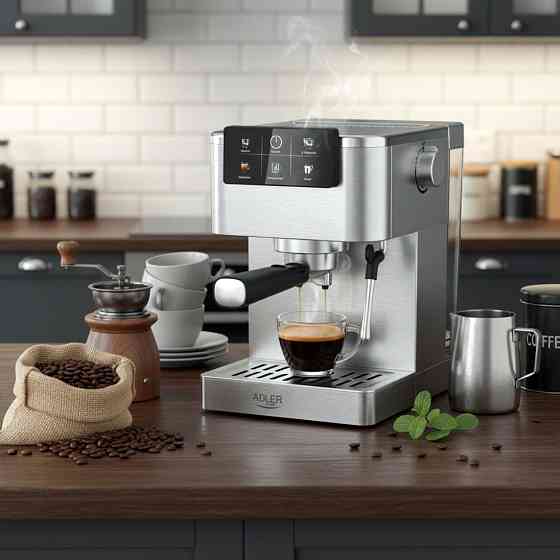 Кавомашина Adler AD 4390 ріжкова/ 1350 Вт/ 20 бар/ 1,5л/ мелена/ капучінатор/сіра Винница