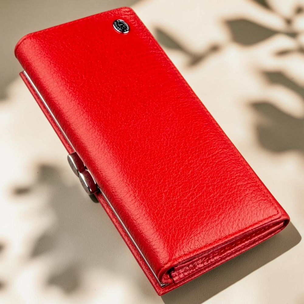 Жіночий шкіряний гаманець з монетницею на клямці, червоний (ST Leather) Київ - фото 12