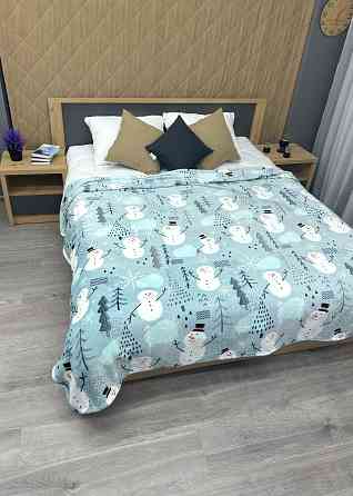 Плед-покривало Decorator WellSoft 200х220 см з різдвяним принтом Блакитний (87-284) Київ