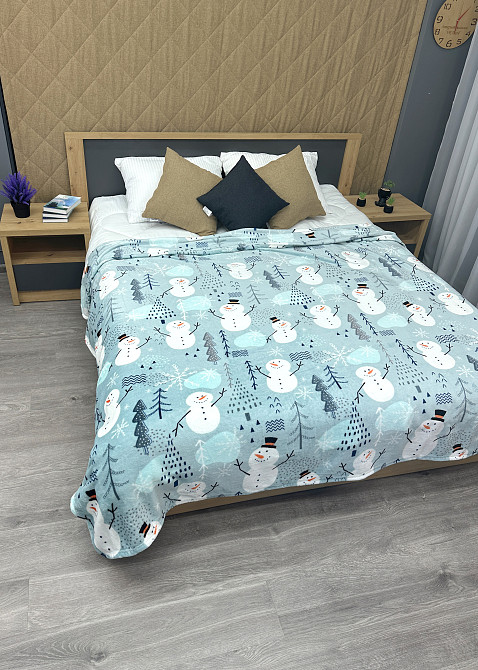 Плед-покривало Decorator WellSoft 200х220 см з різдвяним принтом Блакитний (87-284) Київ - фото 5