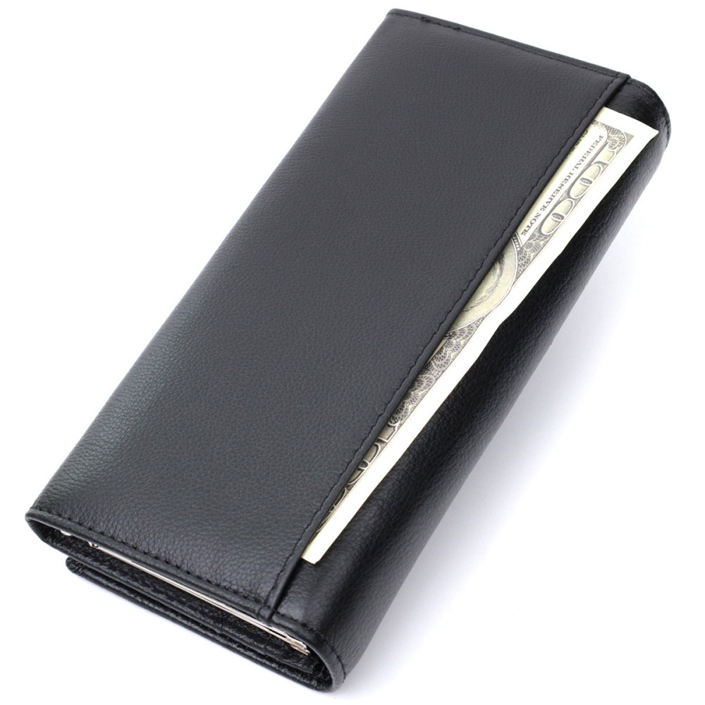 Класичний жіночий гаманець з натуральної шкіри ST Leather 22676 Чорний Київ - фото 9