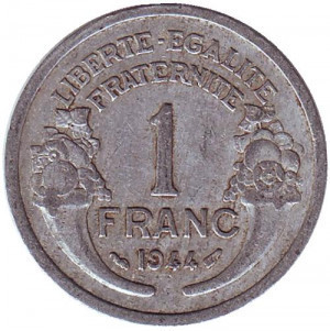 Монета 1 франк. 1944-59 рік, Франція. Полтава - фото 1