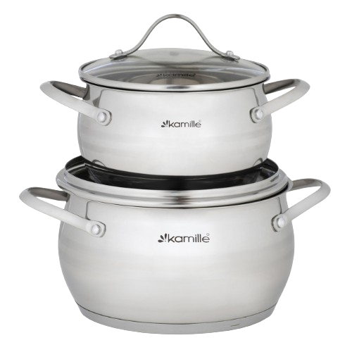 Набір каструль 4 предмети (каструлі 2,1/3,7л) нержавіюча сталь 5910 KAMILLE Житомир - изображение 1