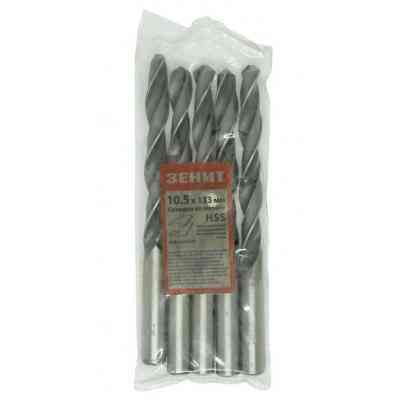 Сверло Зеніт HSS по металлу 10.5х133 мм (5 шт) (30300105) Винница