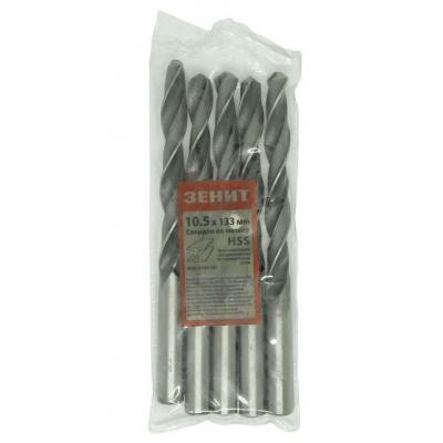 Сверло Зеніт HSS по металлу 10.5х133 мм (5 шт) (30300105) Винница - изображение 1