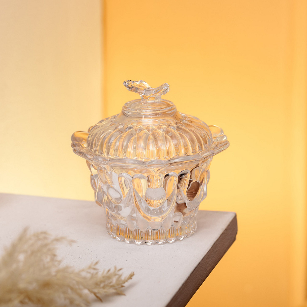 Yiwu Цукерниця скляна Ø9 см цукерниця з кришкою прозора HP-4-113 Київ - фото 5