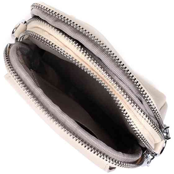 Женская небольшая вертикальная сумка на два отделения из натуральной кожи Vintage 22401 Белая Киев