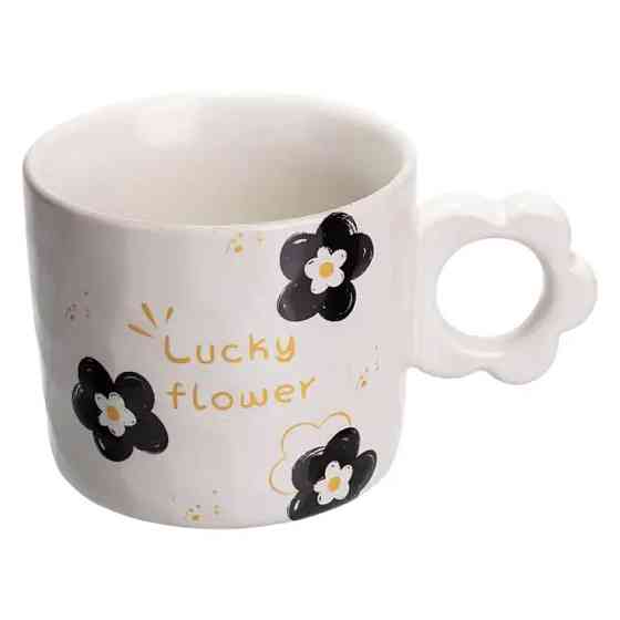 Чашка для чаю та кави порцелянова Lucky Flower 250 мл гарна оригінальна на подарунок Біла FM-14D Київ