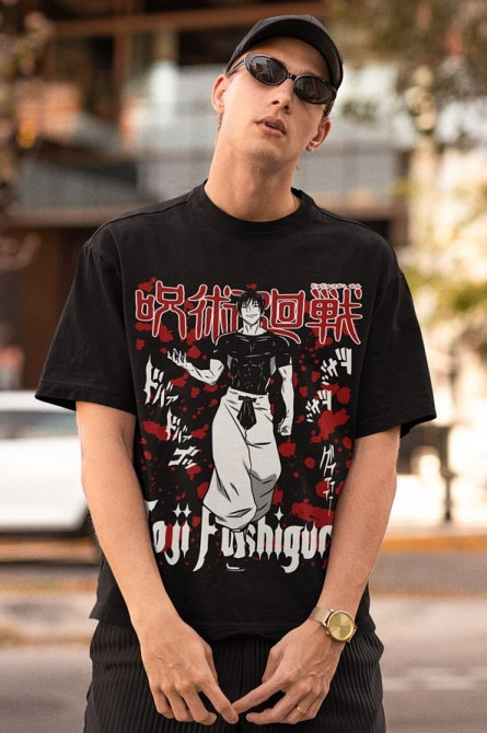 Футболка аниме Магическая битва оверсайз (S/M/L) Черний AnimeJ1081 Днепр - изображение 5