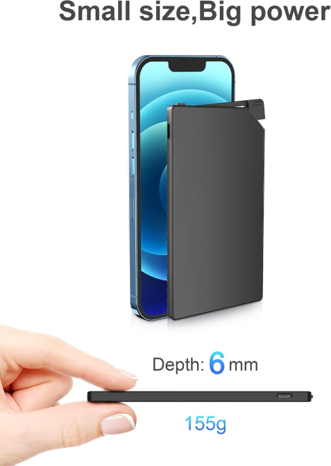 Повербанк 5000 миллиампер-часов со встроенным Lightning кабелем для iPhone, тонкий Power Bank, LED индикатор, 115 граммов Киев - изображение 13