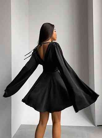 Жіноча романтична святкова мініплаття з декольте шовк армані Чорний, 44/46 Одеса